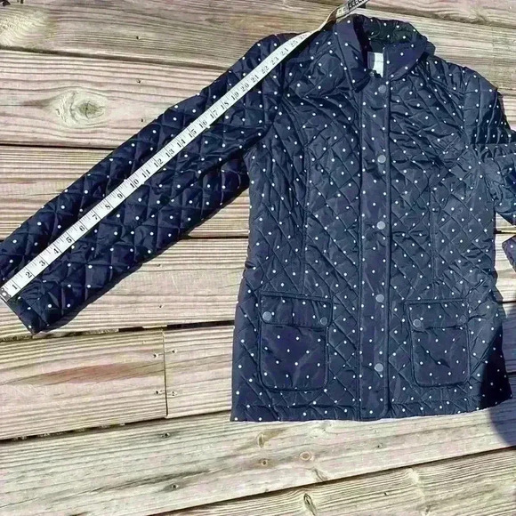 Charter Club polka dot quilted jacket with pockets zipper and button closure L - Picture 9 of 9
